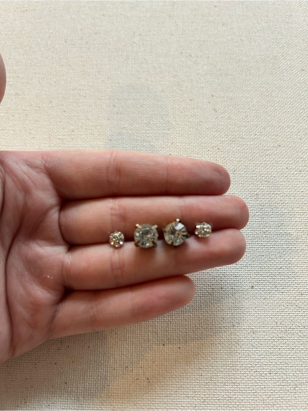Classic Clear Crystal Stud Earrings Set - Silver Tone
